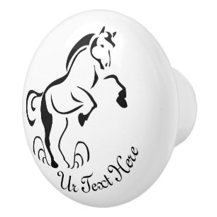 Bouton De Porte En Céramique Cheval noir tenché Élevant avec des percées de pou