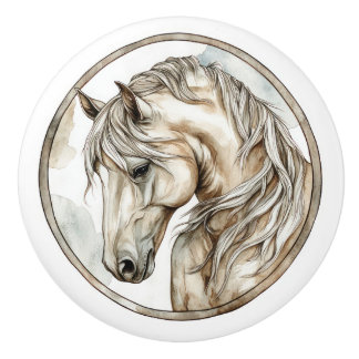 Bouton De Porte En Céramique Cheval Wild Tame et collection intemporelle