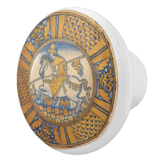 Bouton De Porte En Céramique Chevalier italien à cheval Art vintage
