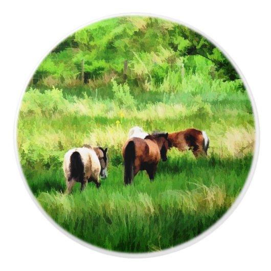 BOUTON DE PORTE EN CÉRAMIQUE CHEVAUX (Devant)