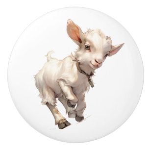 Bouton De Porte En Céramique Chèvre de bébé trop amusant