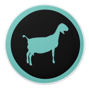 Bouton De Porte En Céramique Chèvre nubienne en silhouette inverse