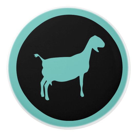 Bouton De Porte En Céramique Chèvre nubienne en silhouette inverse (Devant)