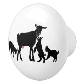 Bouton De Porte En Céramique Chèvre silhouette et triplés (Droite)