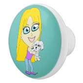 Bouton De Porte En Céramique Chibi avec un chiot (Droite)