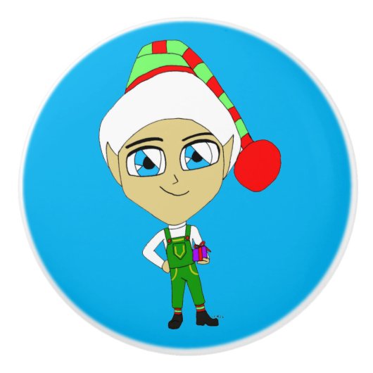 Bouton De Porte En Céramique chibi elf (Devant)