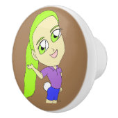 Bouton De Porte En Céramique chibi fille avec une queue de lapin (Droite)