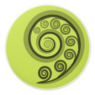 Bouton De Porte En Céramique Chic Lime-Green Curly Swirls Ceramic Knows