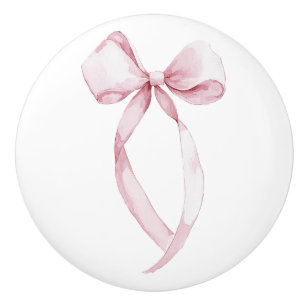 Bouton De Porte En Céramique Chic Rose Girl Bow