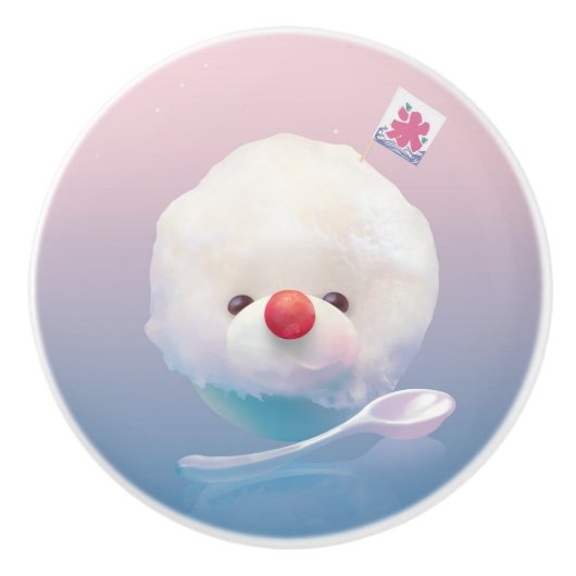 Bouton De Porte En Céramique Chien de glace rasé mignon (Devant)