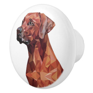 Bouton De Porte En Céramique Chien géométrique marron  