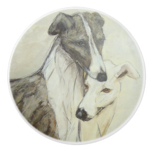 Bouton De Porte En Céramique Chiens de Ron Hevener Greyhound