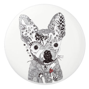 Bouton De Porte En Céramique Chihuahua Porte Knob - Céramique