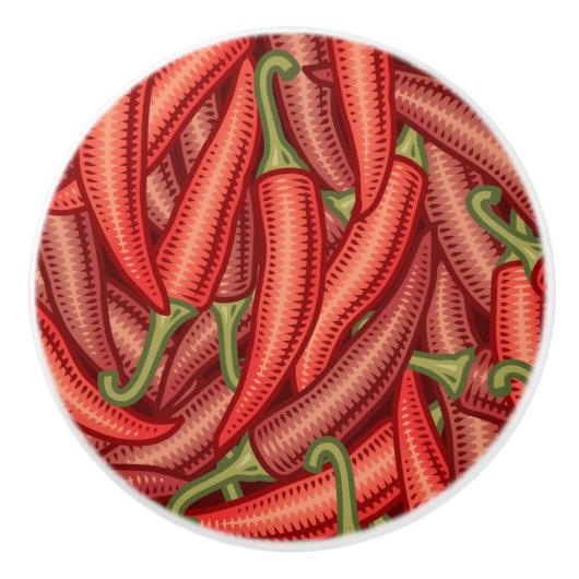 Bouton De Porte En Céramique Chili Peppers (Devant)