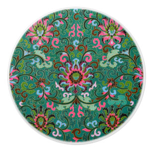 Bouton De Porte En Céramique chinoiserie orientale florale