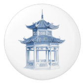 Bouton De Porte En Céramique Chinoiserie Pagode (Devant)