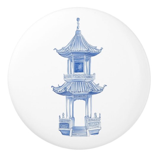Bouton De Porte En Céramique Chinoiserie Pagode 4 (Devant)