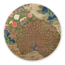 Chinoiserie Paon Bleu avec Jardin de Fleurs Exotiq