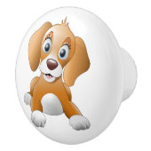 Bouton De Porte En Céramique Chiot Brown (Droite)