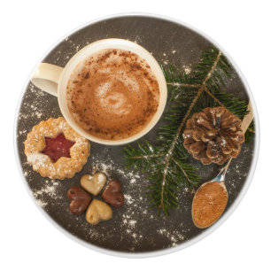Bouton De Porte En Céramique Chocolat chaud de Noël