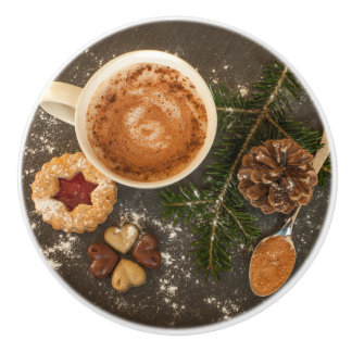 Bouton De Porte En Céramique Chocolat chaud de Noël
