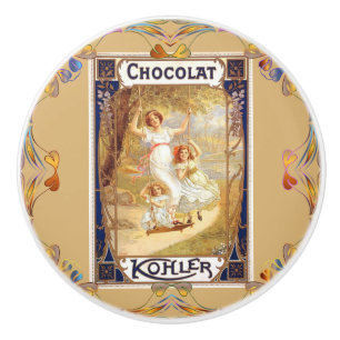 Bouton De Porte En Céramique chocolat victorien étiquette floral élégant
