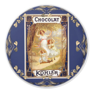 Bouton De Porte En Céramique chocolat victorien étiquette floral élégant