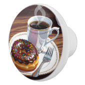 Bouton De Porte En Céramique Chocolate Frosted Donut and Coffee  (Droite)
