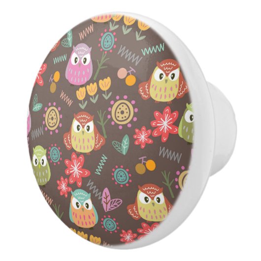 Bouton De Porte En Céramique Chouette Brown (Droite)