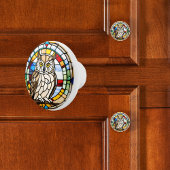 Bouton De Porte En Céramique Chouette en verre de Faux
