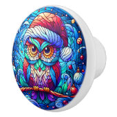 Bouton De Porte En Céramique Chouette enchantée perchée sur la branche de l'arb (Droite)