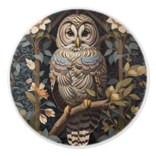 Bouton De Porte En Céramique Chouette rayée élégante Inspirée de William Morris