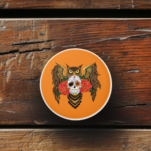 Bouton De Porte En Céramique Chouette Rose crâne sucre