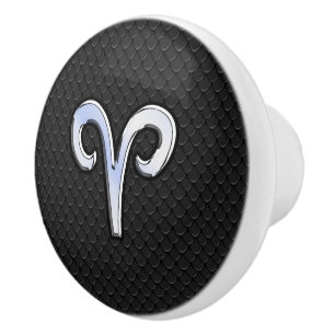 Bouton De Porte En Céramique Chrome Comme Aries Symbole Zodiac Style de peau se