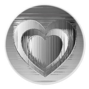 Bouton De Porte En Céramique Chrome poli Faux Coeur métallique