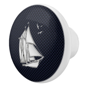 Bouton De Porte En Céramique Chrome Sailboat sur la marine Fibre de carbone Imp