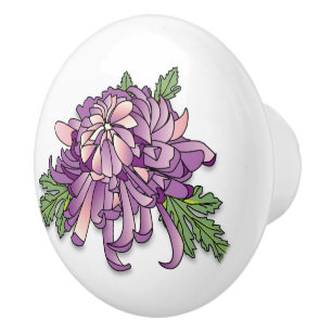 Bouton De Porte En Céramique Chrysanthème