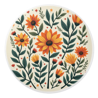 Bouton De Porte En Céramique chrysanthème