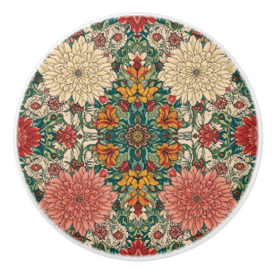 Bouton De Porte En Céramique Chrysanthèmes William Morris Art Nouveau floral