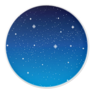 Bouton De Porte En Céramique Ciel nocturne étoilé bleu profond