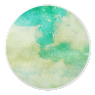 Bouton De Porte En Céramique Ciel nuageux peinture crème turquoise apparence vi