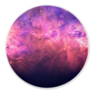 Bouton De Porte En Céramique Ciel rose violet étoilé Galaxie cosmique ciel lumi