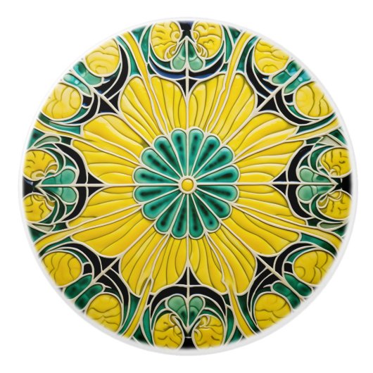 Bouton De Porte En Céramique Citron jaune Méditerranée été (Devant)