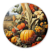 Bouton De Porte En Céramique Citrouille d'automne (Devant)