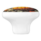 Bouton De Porte En Céramique Citrouille d'automne (Côté)