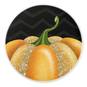 Bouton De Porte En Céramique Citrouille Étincelle Orange Halloween Automne
