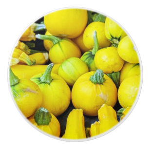 BOUTON DE PORTE EN CÉRAMIQUE CITROUILLE JAUNE SUR