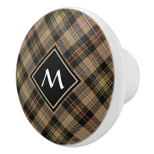 Bouton De Porte En Céramique Clan MacKenzie Chasse Brown Tartan Ceramic Knob