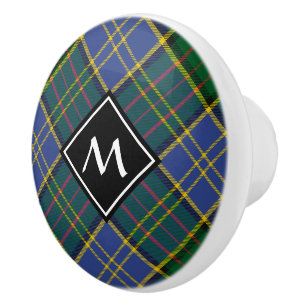 Bouton De Porte En Céramique Clan MacMillan Chasse Tartan