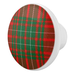 Bouton De Porte En Céramique Clan Scottish Grandeur Cumul Red Tartan Plaid